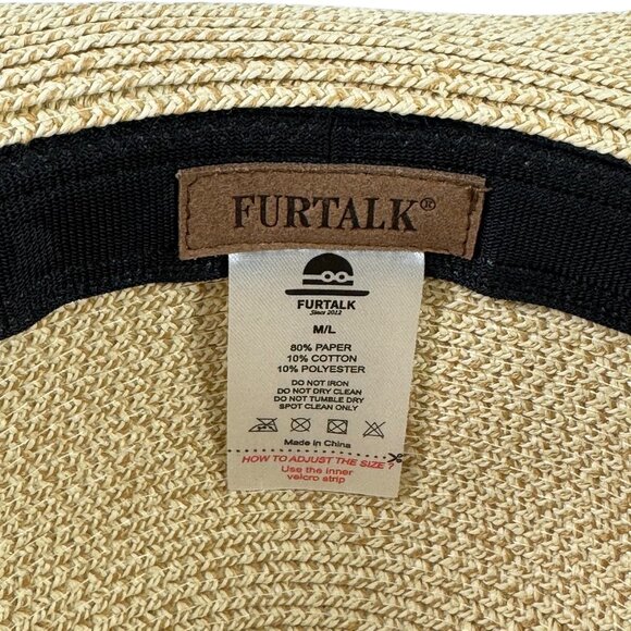 Furtalk Floppy Beach Straw Sun Hat Wide Brim UPF 80+ Protection Packable Travel - Picture 9 of 11